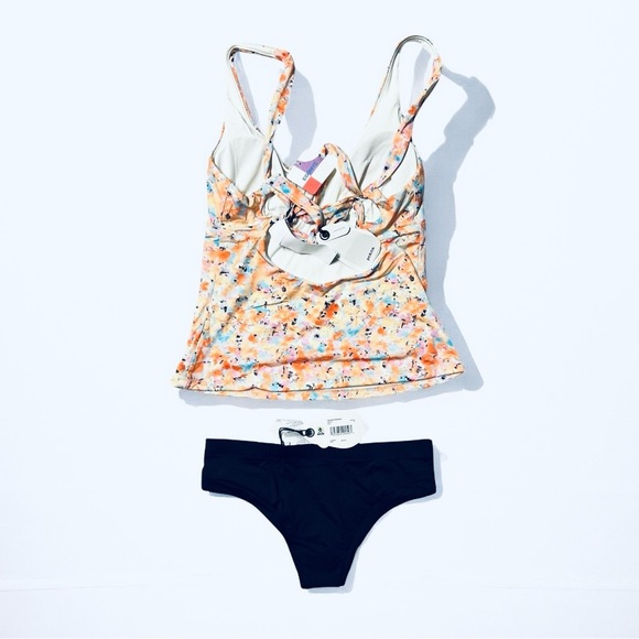 🌻NEW w.tags prAna Mallorca Impressions Tankini + Black Upswell Bottoms Set XS - Picture 2 of 16